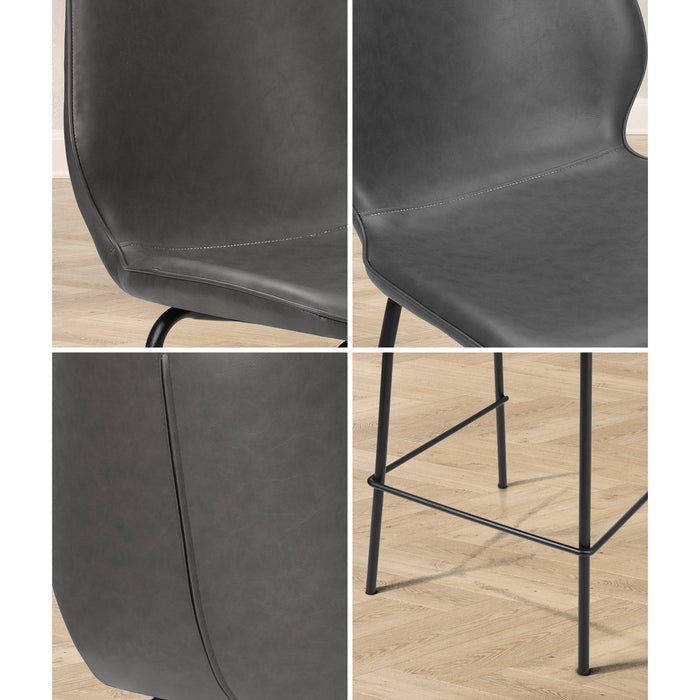 2X Bar Stools Kitchen Dining Chairs Counter Stool Leather Grey