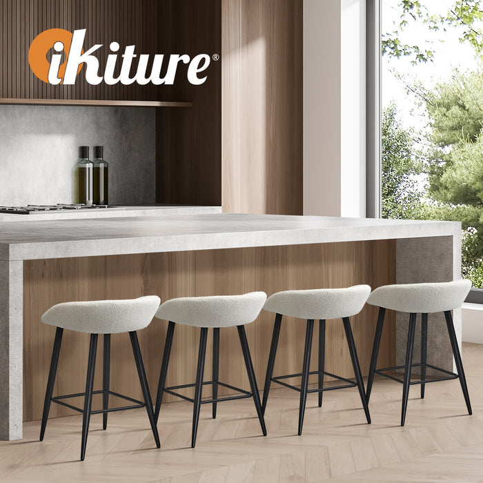 Bar Stools Set Of 2 Kitchen Dining Chairs Counter Stool White Boucle