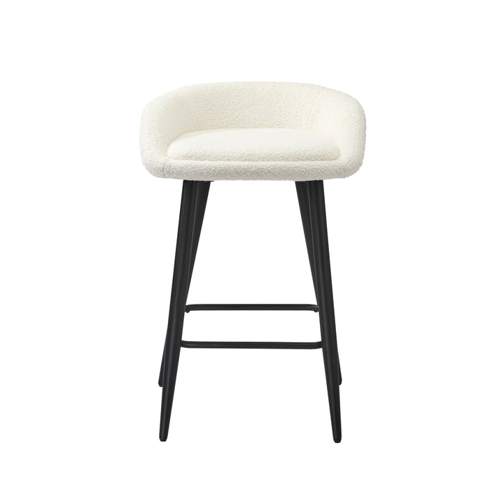 Bar Stools Set Of 2 Kitchen Dining Chairs Counter Stool White Boucle