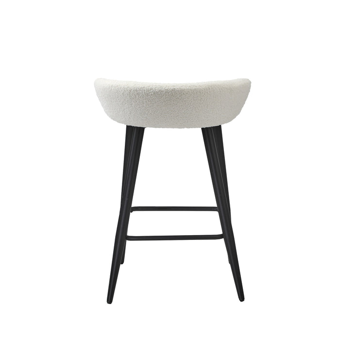 Bar Stools Set Of 2 Kitchen Dining Chairs Counter Stool White Boucle