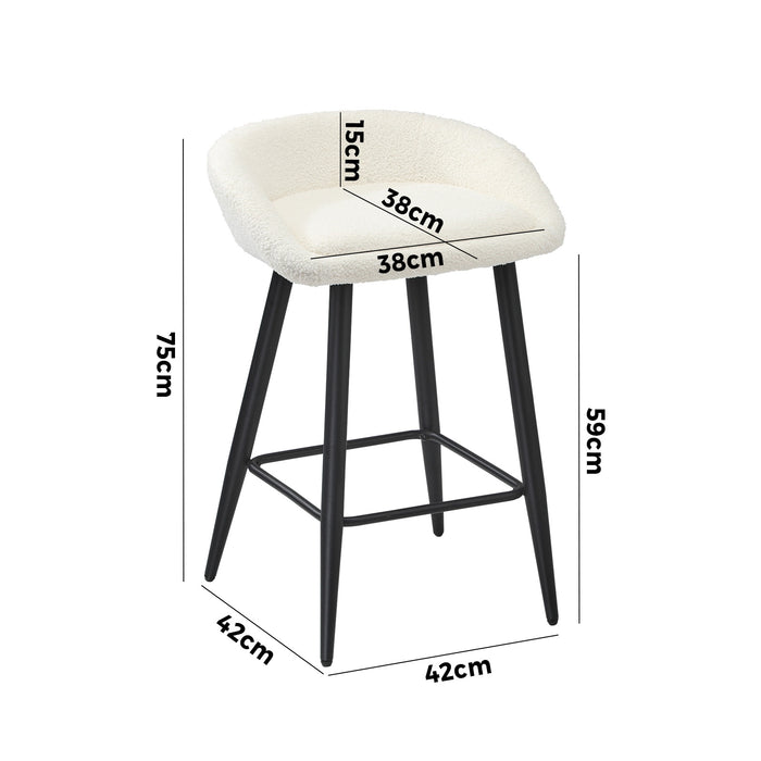 Bar Stools Set Of 2 Kitchen Dining Chairs Counter Stool White Boucle