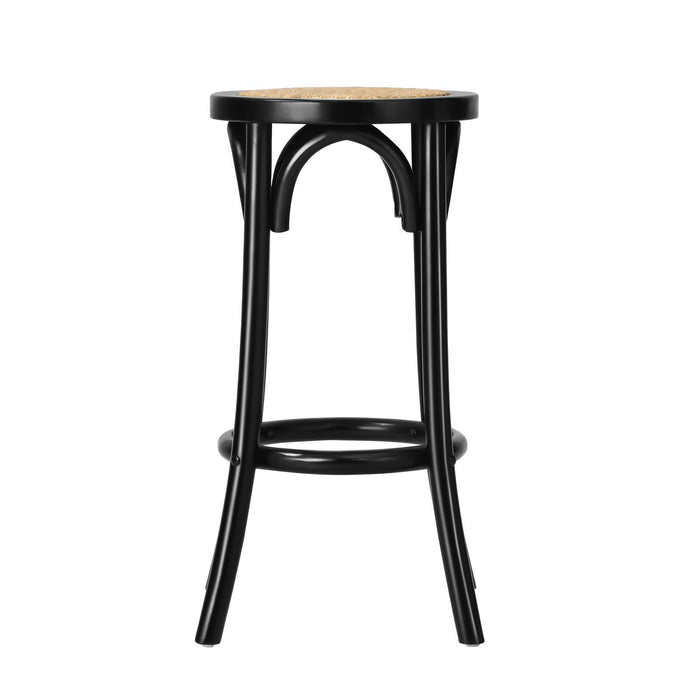 2X Bar Stools Kitchen Vintage Dining Chair Rattan Seat Black