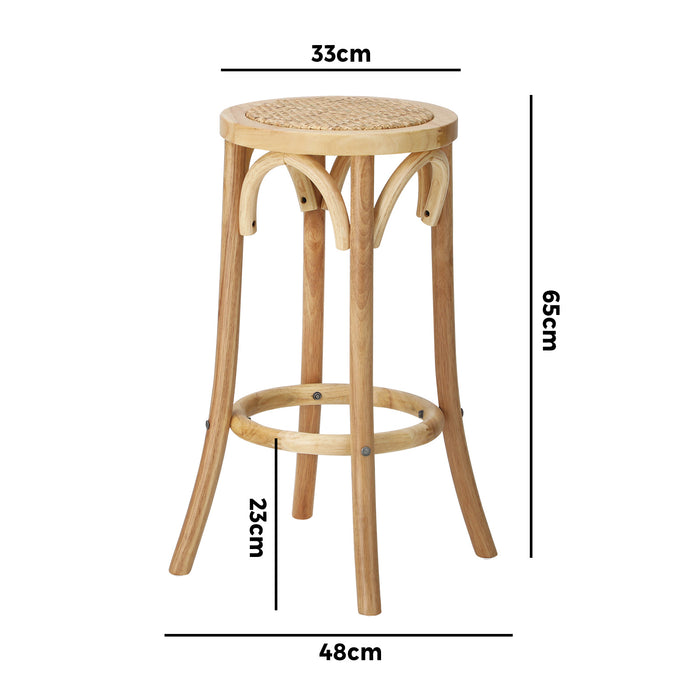 4X Bar Stools Kitchen Vintage Dining Chair Rattan Seat Natural