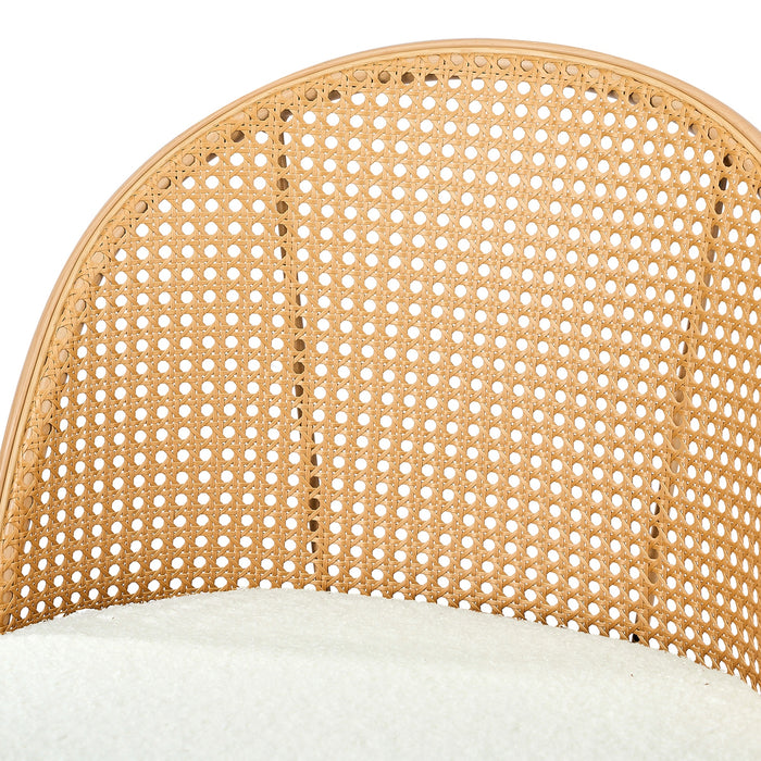 2X Bar Stools Kitchen Counter Stool Rattan Dining Chair Boucle White