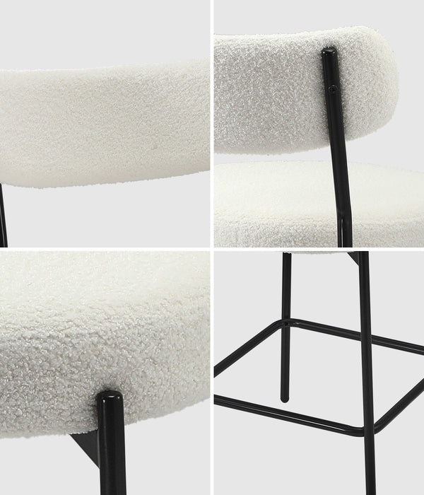 2X Bar Stools Kitchen Dining Chairs Counter Stool Boucle White