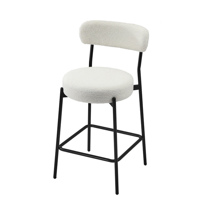 2X Bar Stools Kitchen Dining Chairs Counter Stool Boucle White