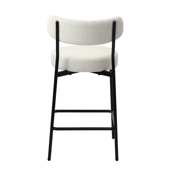 2X Bar Stools Kitchen Dining Chairs Counter Stool Boucle White