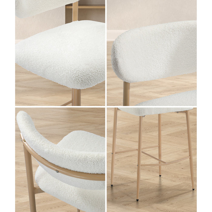 2X Bar Stools Kitchen Stool Counter Chair Boucle Fabric Natural