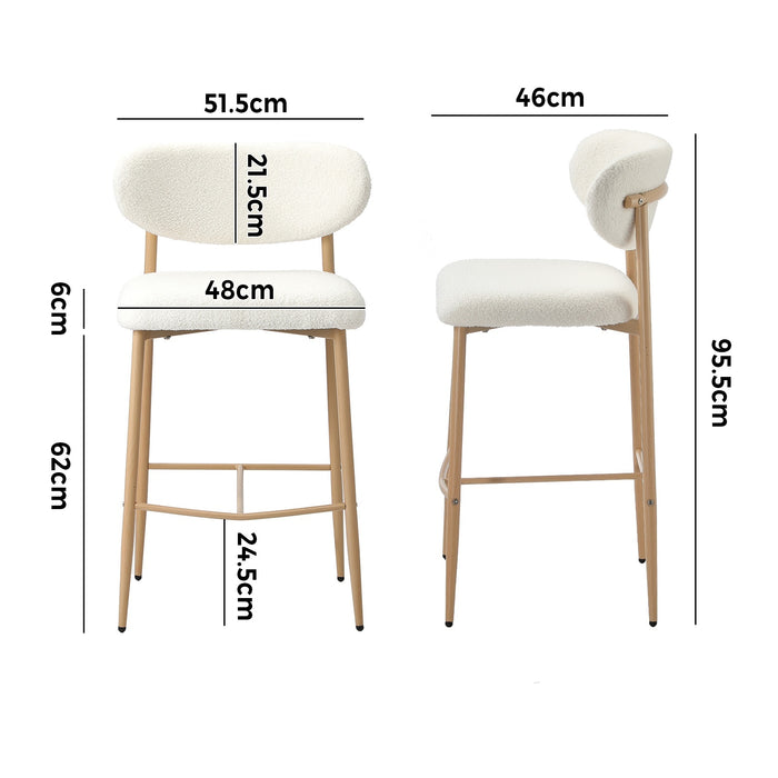 2X Bar Stools Kitchen Stool Counter Chair Boucle Fabric Natural