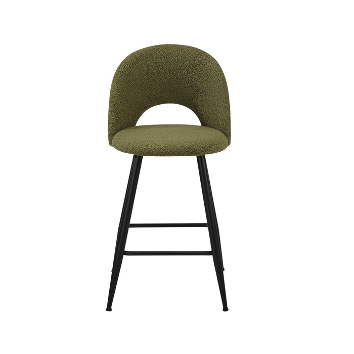 4X Bar Stools Kitchen Counter Stool Dining Chairs Boucle Green Horn