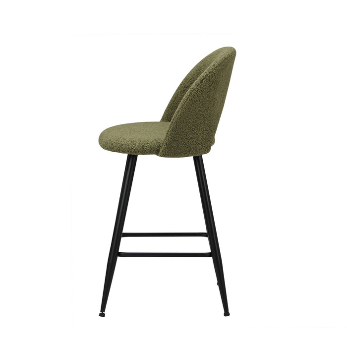 4X Bar Stools Kitchen Counter Stool Dining Chairs Boucle Green Horn