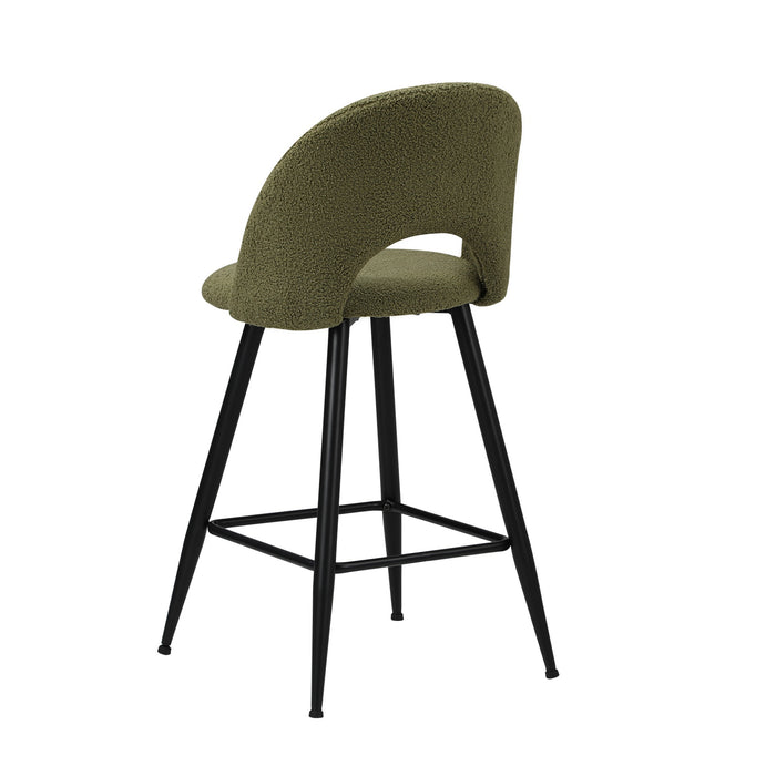 4X Bar Stools Kitchen Counter Stool Dining Chairs Boucle Green Horn