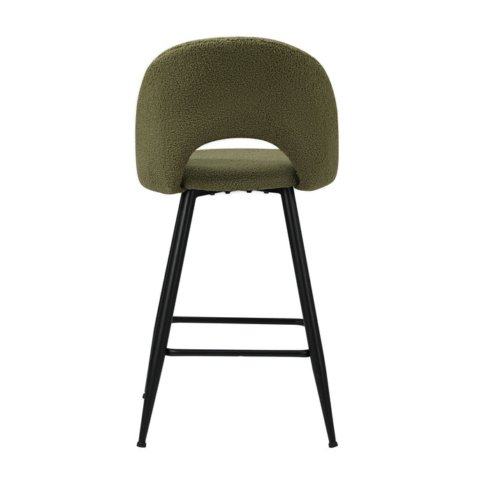 4X Bar Stools Kitchen Counter Stool Dining Chairs Boucle Green Horn