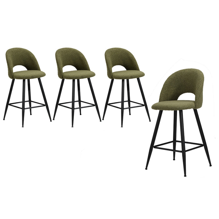 4X Bar Stools Kitchen Counter Stool Dining Chairs Boucle Green Horn