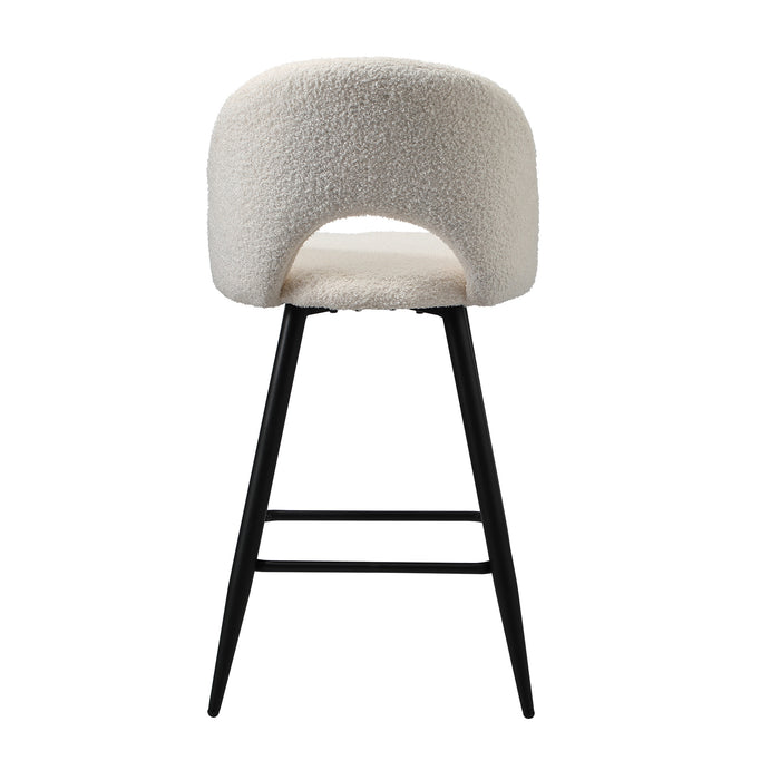 2X Bar Stools Kitchen Counter Stool Dining Chairs Boucle White Horn
