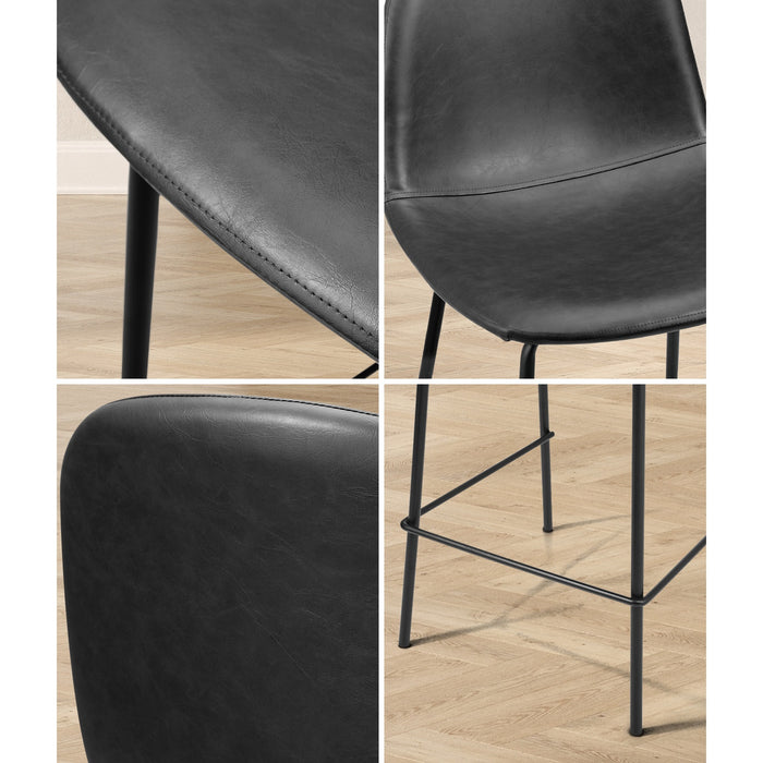 2X Bar Stools Kitchen Dining Chair Counter Stool Pu Leather Black