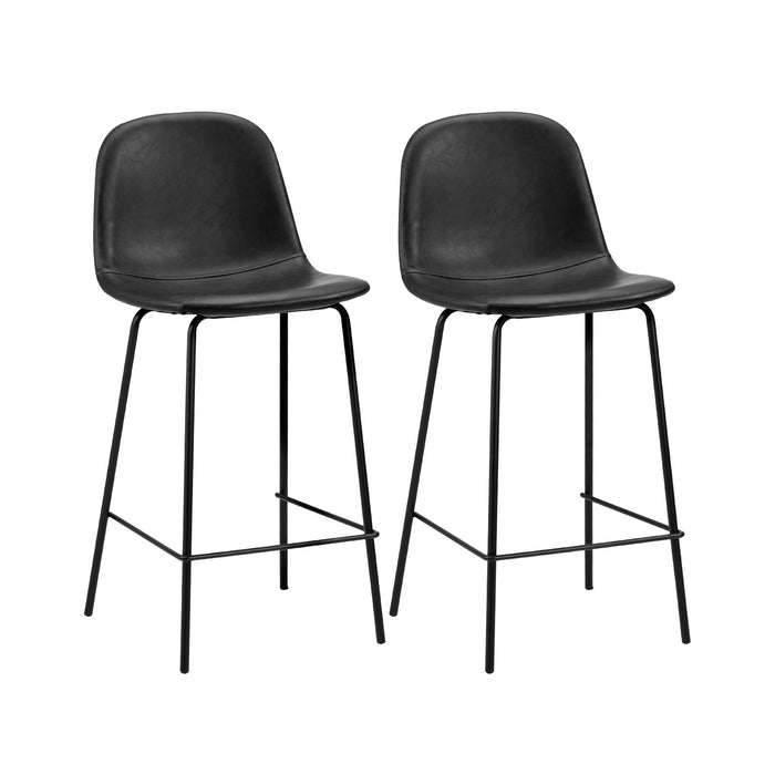 2X Bar Stools Kitchen Dining Chair Counter Stool Pu Leather Black