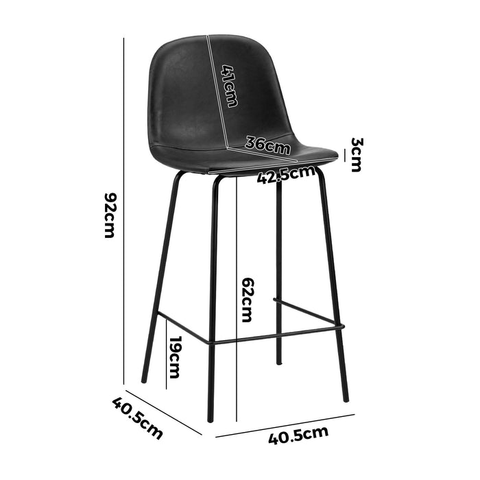 2 Pack Bar Stools Kitchen Dining Chair Counter Stool Pu Leather Metal