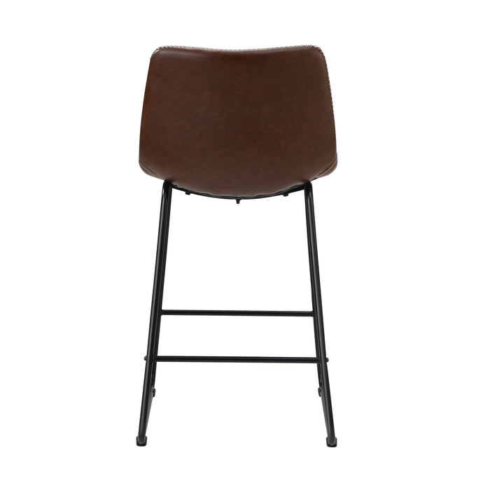 2X Bar Stools Kitchen Dining Chairs Leather Padded Stool Brown
