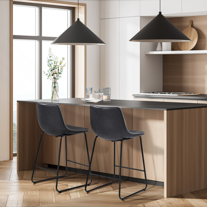 2X Bar Stools Steel Stool Modern Kitchen Dining Furniture Set Grey