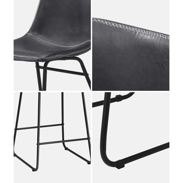 2X Bar Stools Steel Stool Modern Kitchen Dining Furniture Set Grey