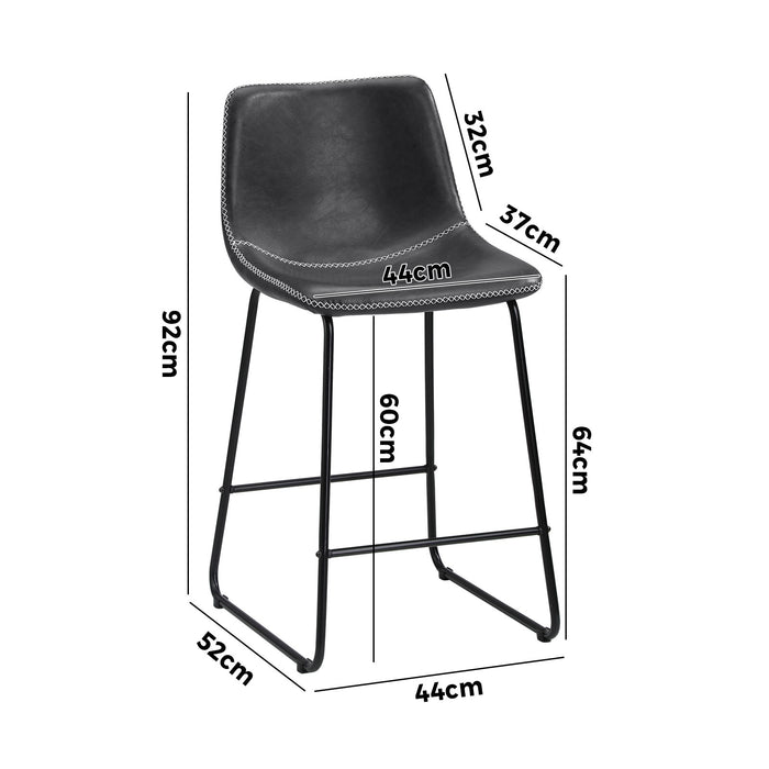 2X Bar Stools Steel Stool Modern Kitchen Dining Furniture Set Grey