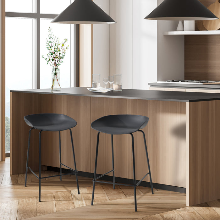 2X Kitchen Bar Stools Stool Dinning Counter Chairs Metal Black