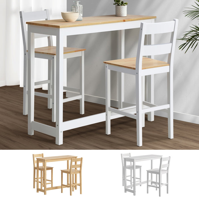3Pcs Bar Table Set Kitchen Dining Cafe Tables W / 2 Stools Setting