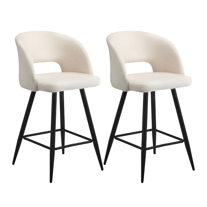 2X Bar Stools Kitchen Dining Chair Padded Chair Boucle Sura