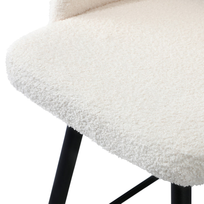 2X Bar Stools Kitchen Dining Chair Padded Chair Boucle White Sura