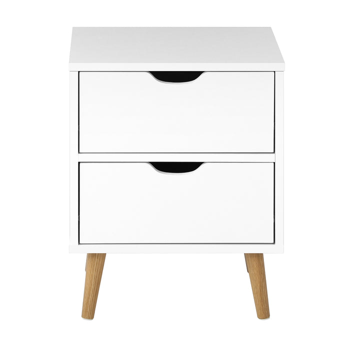 Bedside Tables 2 Drawers Side Table Nightstand Storage Cabinet White