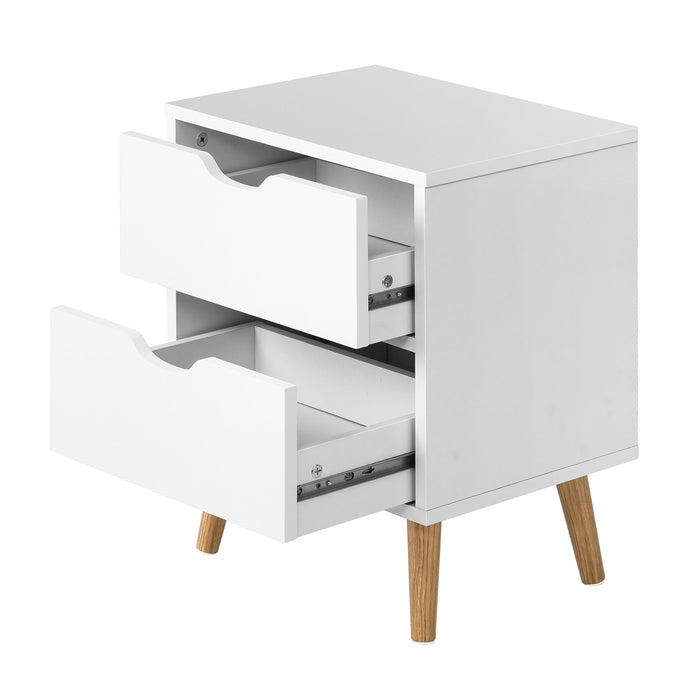 Bedside Tables 2 Drawers Side Table Nightstand Storage Cabinet White