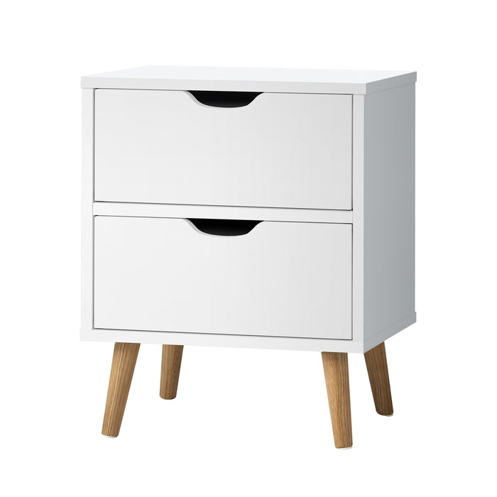 Bedside Tables 2 Drawers Side Table Nightstand Storage Cabinet White