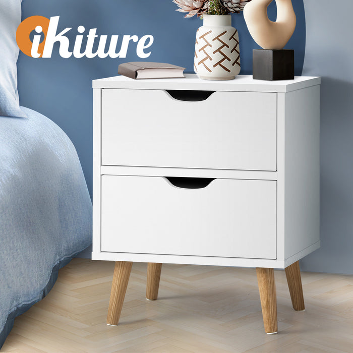 Bedside Tables 2 Drawers Side Table Nightstand Storage Cabinet White