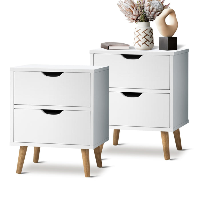 Bedside Tables Set Of 2 Side Table Nightstand Storage Cabinet White