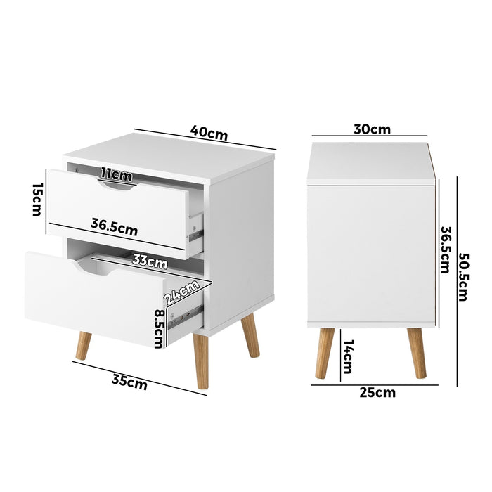 Bedside Tables Set Of 2 Side Table Nightstand Storage Cabinet White