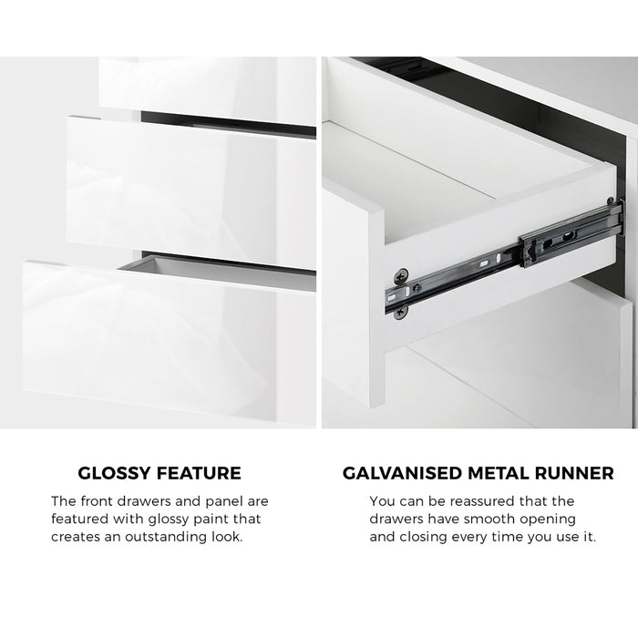 Bedside Table Rgb Led Nightstand Cabinet 3 Drawers Side Table Furniture