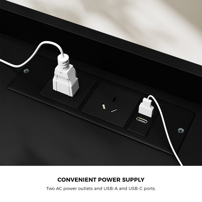 Bedside Table Led Nightstand Usb Charging Station Side Table Black