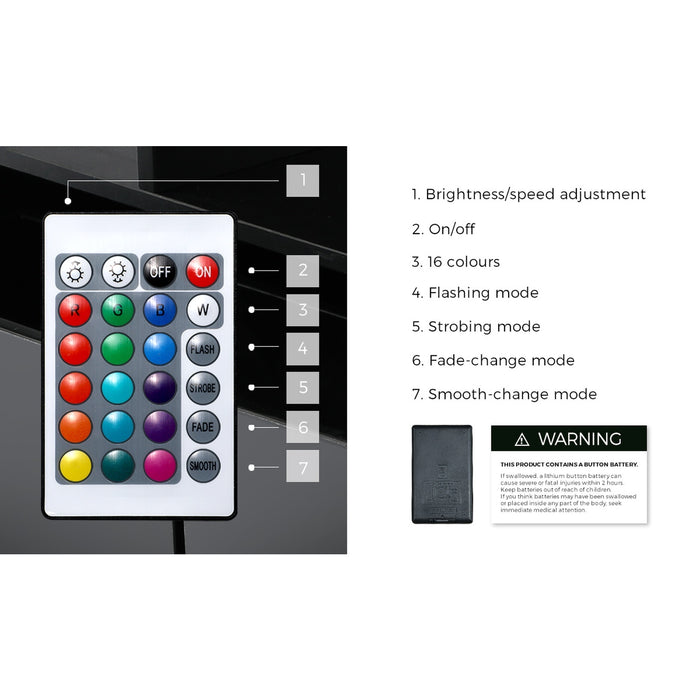 2X Bedside Table Led Nightstand Usb Charging Station Side Table Black