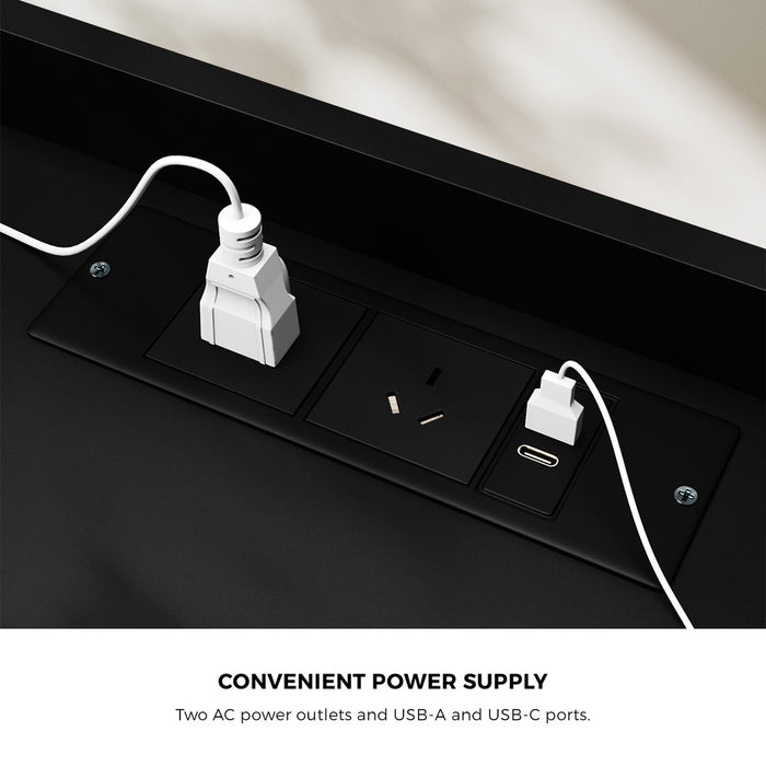 2X Bedside Table Led Nightstand Usb Charging Station Side Table Black