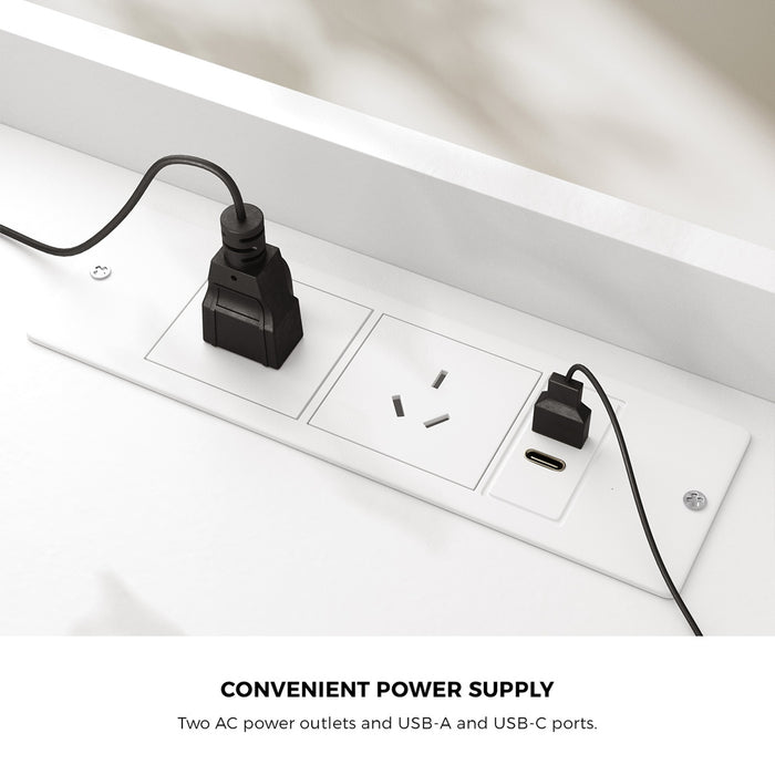 2X Bedside Table Led Nightstand Usb Charging Station Side Table White