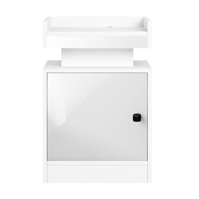 2X Bedside Table Led Nightstand Usb Charging Station Side Table White