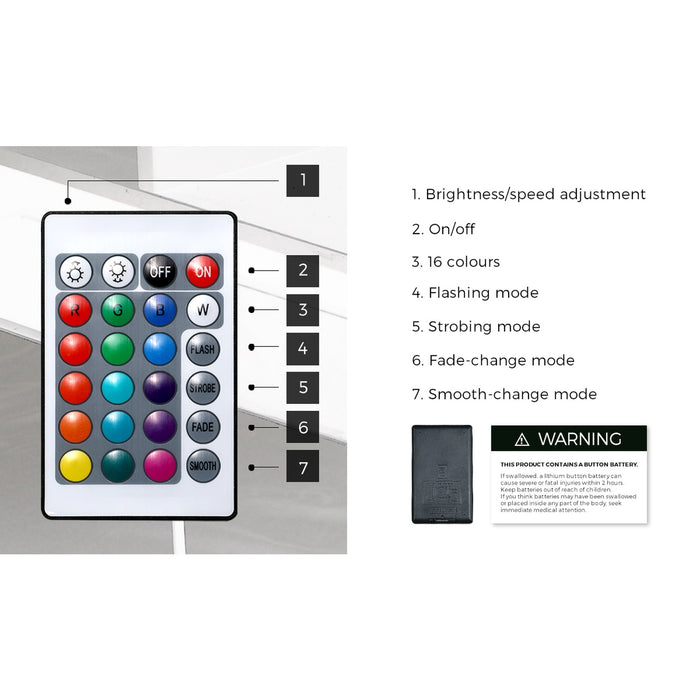 2X Bedside Table 2 Drawers Led Nightstand Marble Effect Black