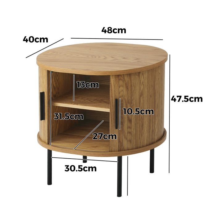 Bedside Table Side End Tables 2-Tier Storage Cabinet Natural
