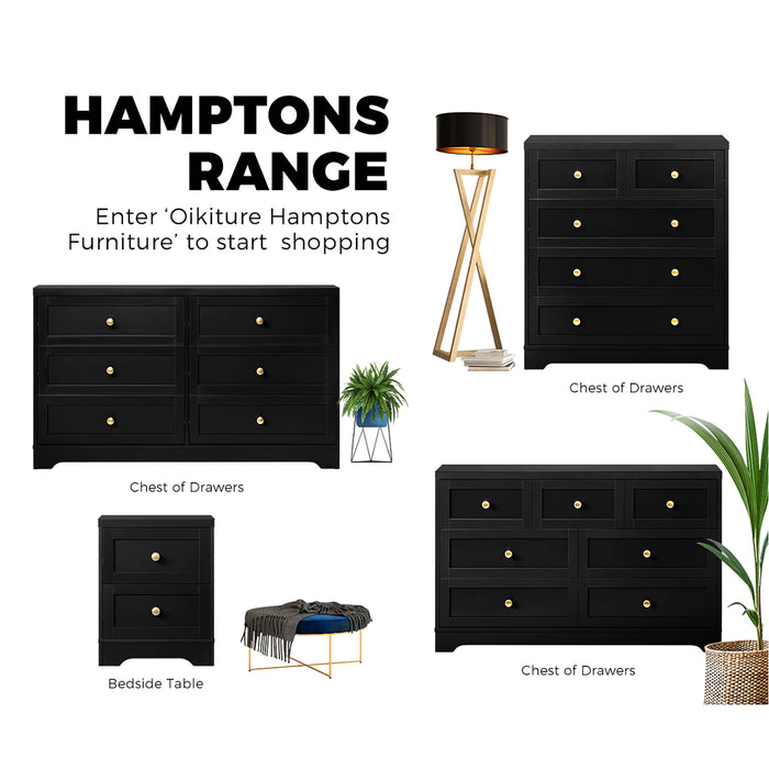 Bedside Tables 2 Drawers Hamptons Furniture Storage Cabinet Black