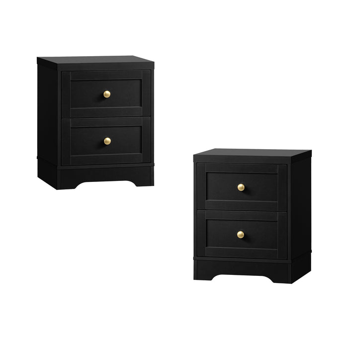 2 X Bedside Tables Hamptons Furniture Storage Cabinet Black