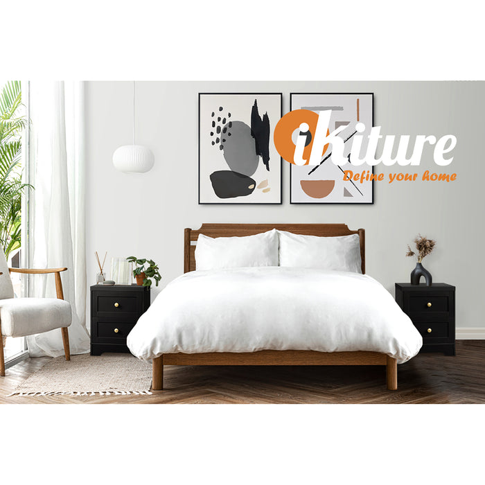 2 X Bedside Tables Hamptons Furniture Storage Cabinet Black