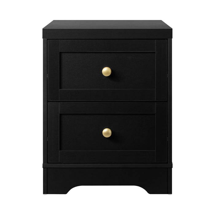 2 X Bedside Tables Hamptons Furniture Storage Cabinet Black