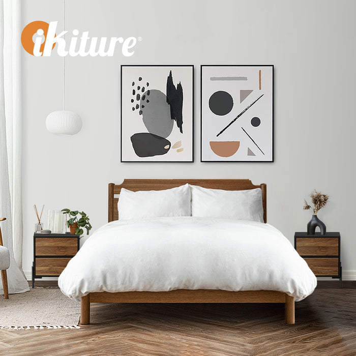 2X Bedside Table 2 Drawers Side End Bedroom Storage Nightstand Walnut