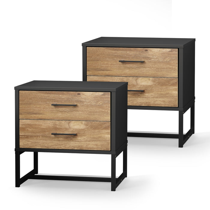 2X Bedside Table 2 Drawers Side Tables Storage Nightstand Metal